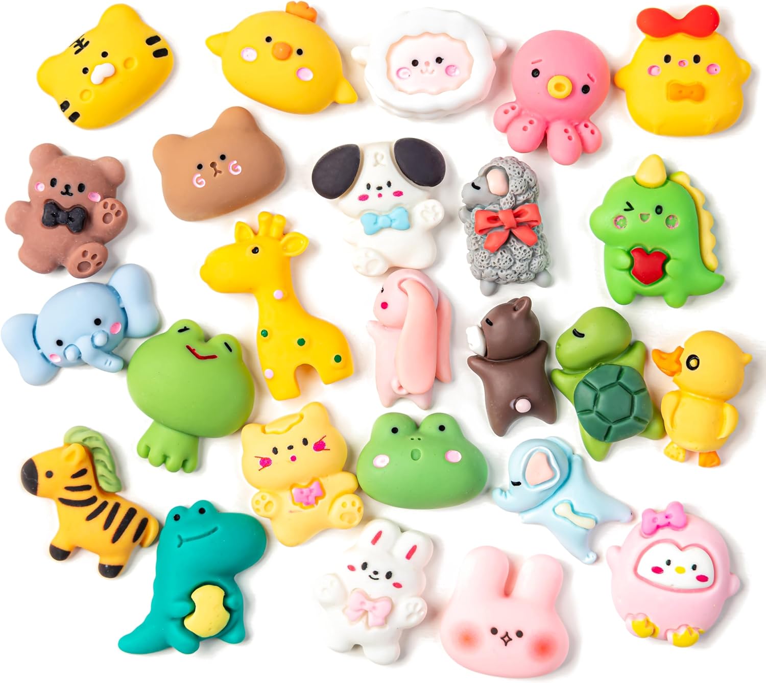 LEEXINLUU Slime Charms,Resin Flat Back,Cute Charms,Jewery Making Kit,25 Adorable Kawaii Animals Cute Set,DIY Crafts Making,Scrapbooking,Embellishments, Decoraiton Hair Clip,25 Pcs