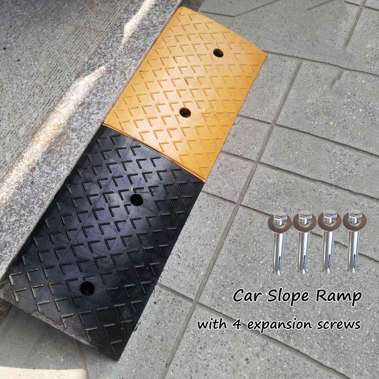 Gumowa rampa krawężnikowa | Czarny żółty Podwyższenie o wysokości 5–10 cm podjazdu do garażu: rampa dla pojazdów(7cm Rise high)