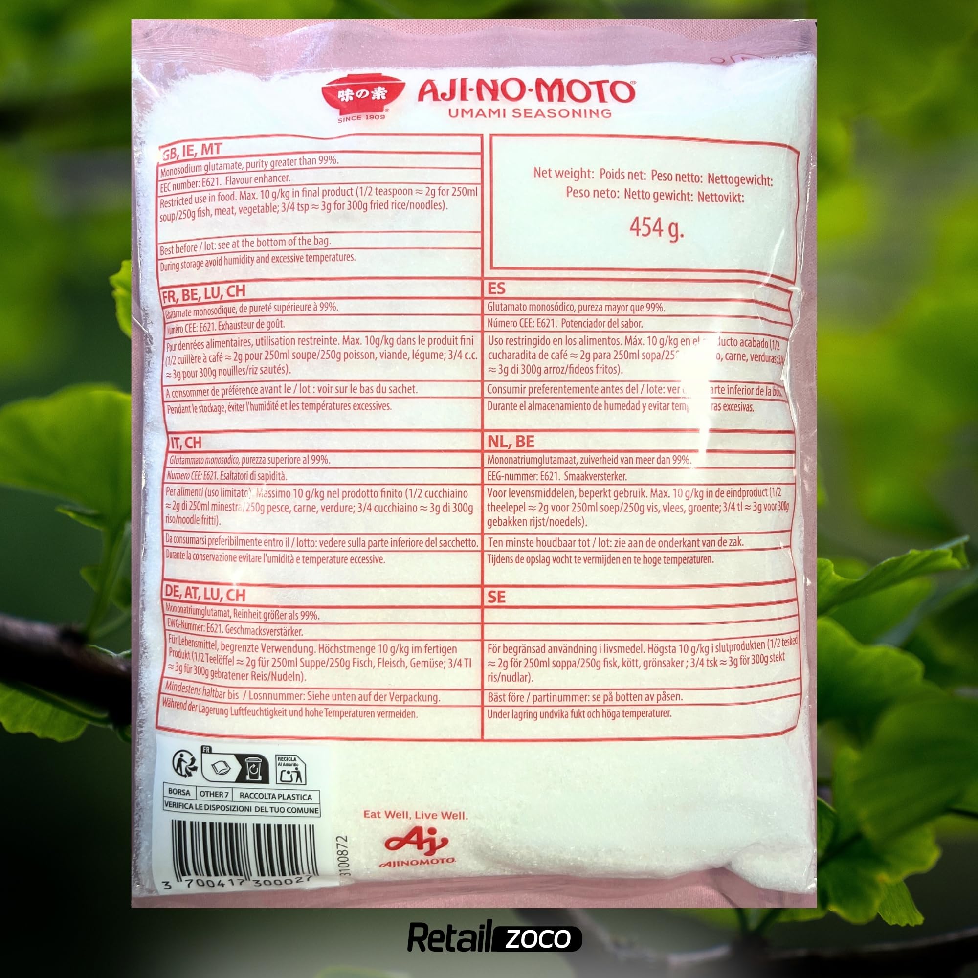 Ajinomoto en polvo, Glutamato Monosódico, Sazonador Umami en Polvo con Glutamato Monosódico (MSG), AJI NO Umami seasoning 99% Glutamato, Condimento potenciador del sabor, Paquete 454 g - imagen 4