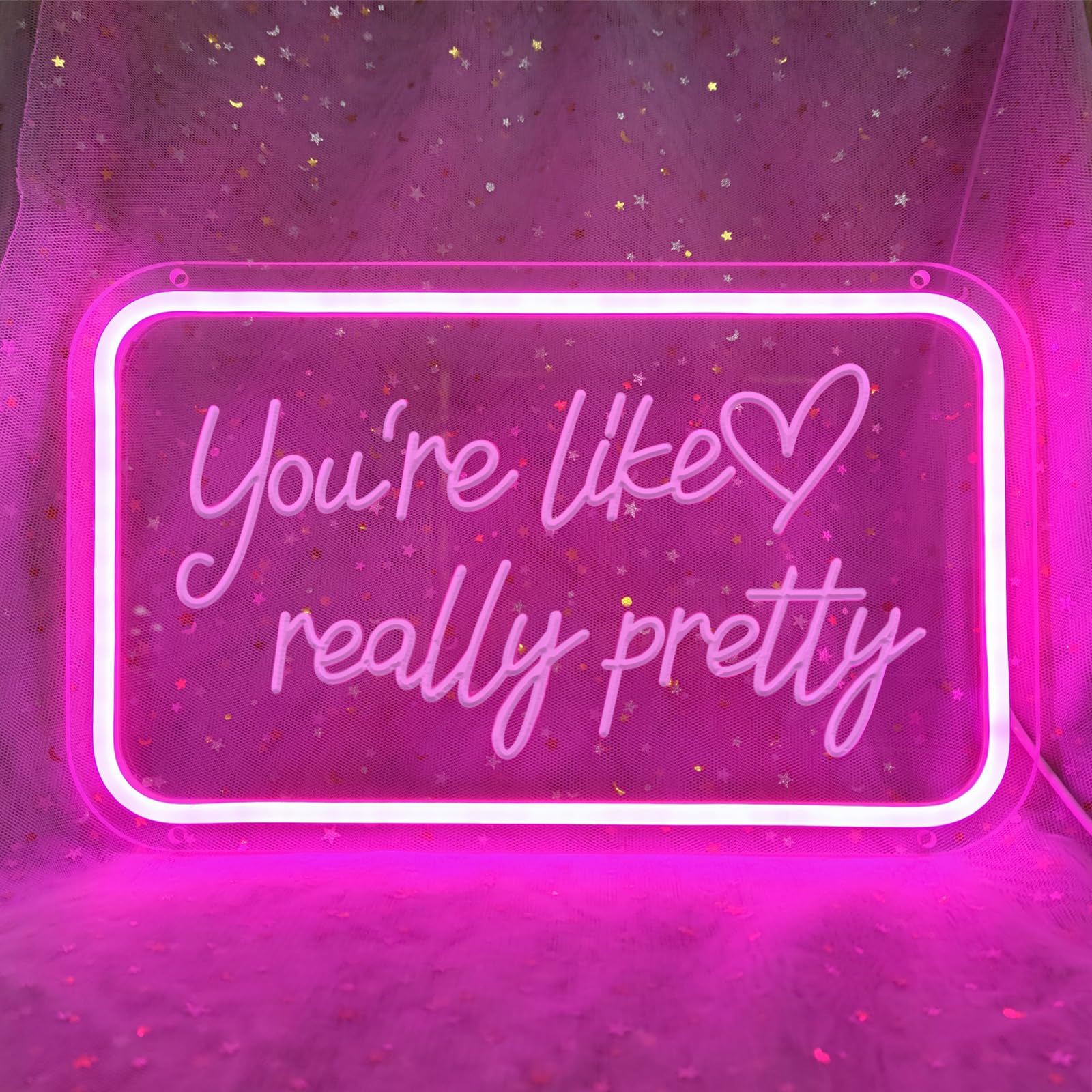 Your Like Really Pretty Neon Signs for Wall Decor, 15.7*10.4 Inches Pink Neon Sign Party Decorations, USB Dimmable Switch LED Neon Lights Sign for Salon Decor, Bedroom, Teen Girl Room Decor, INSNEnN