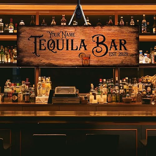 Miniatura 108 de Placa de pared de madera de bar de tequila mexicano personalizado, letrero de bar de México, letrero rústico para pub para el hogar, decoración de 01