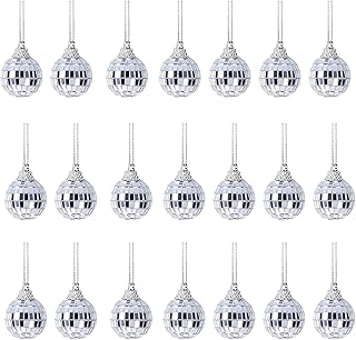 24 Pcs Christmas Ornaments Disco Balls, Mini Mirror Ball Decorations, Small Plastic Ornament for Indoor Outdoor Party, Christmas Tree, Holiday, Wedding - 3CM/1.18'' (Silver)