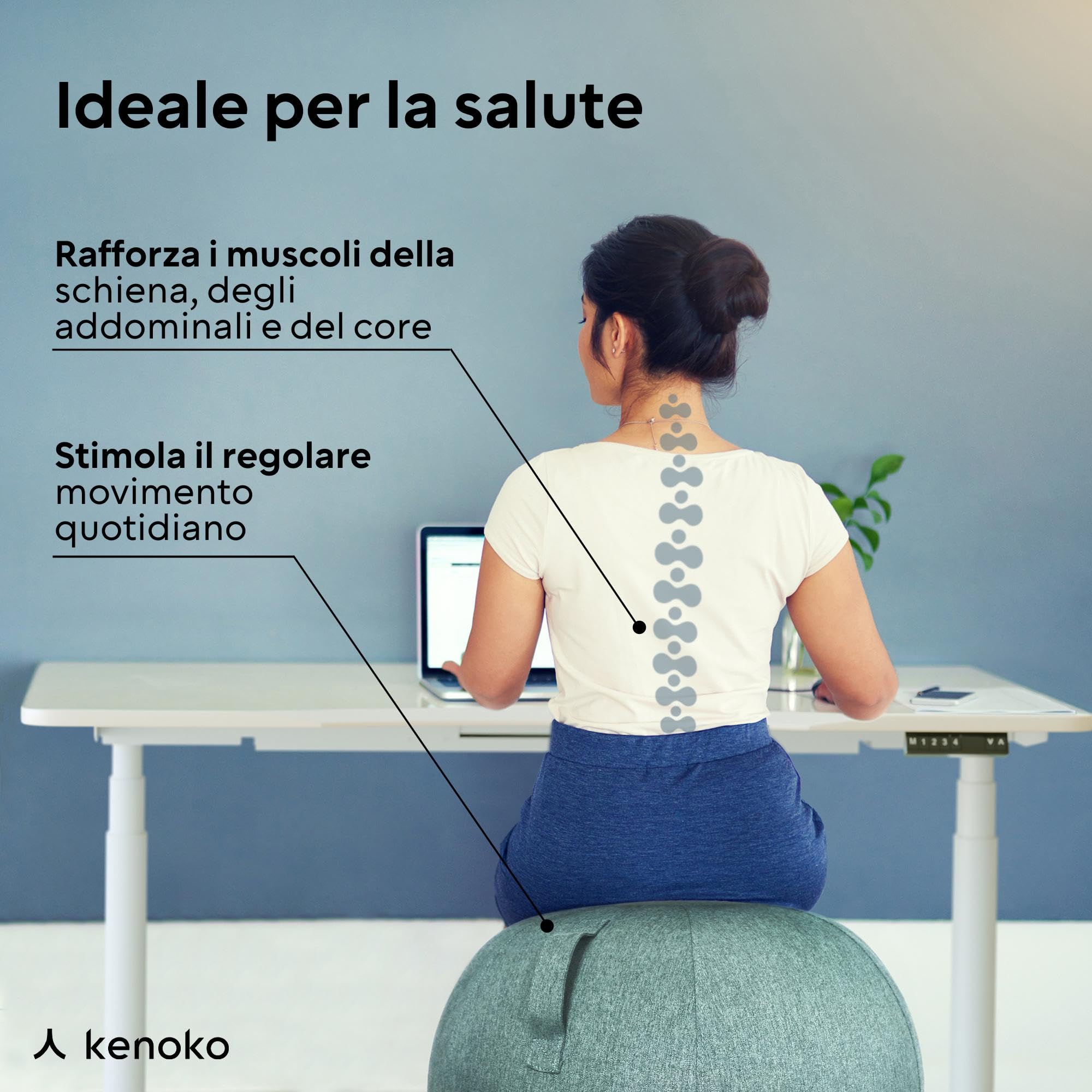 Ergonomico Sedia Palla Ufficio NAMI 75 cm | Ideale per ufficio, yoga e gravidanza | Rivestimento lavabile | Palla gonfiabile con pompa inclusa | colore: blu scuro