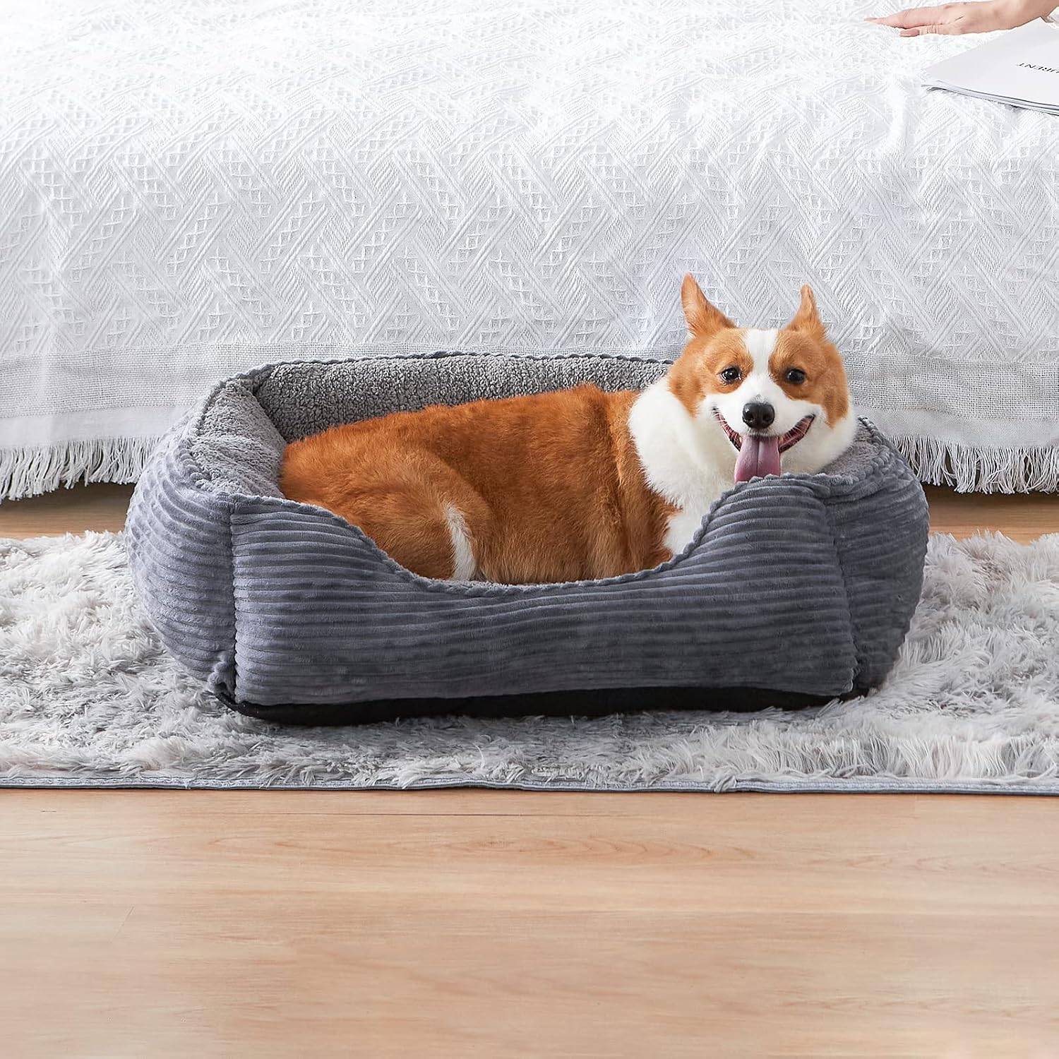 Dog Beds for Large Medium Small Dogs Durable Washable Dog Sofa Bed Cozy Rectangle Puppy Bed Calming Orthopedic Dogs Bed Pets Cat Beds with Non-Slip Bottom Indestructible Dog Crate Bed for Sleeping