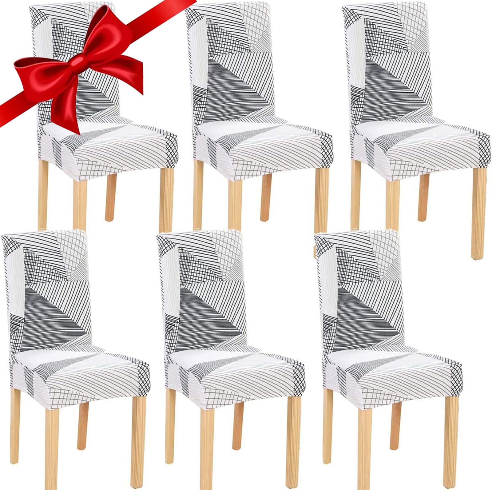 JMYDecor Coprisedie con Schienale, 6 Pezzi Coprisedia Elastico per Coprisedie Sala da Pranzo Rivestimento Sfoderabile, Fodere Sedie con Schienale Copertura Protettiva per sedie