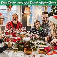 Vista 7 de Legigo Juego de 8 servilleteros de corona de Navidad, corona de diamantes, servilleteros de Navidad para servilletas de tela, decoración de mesa