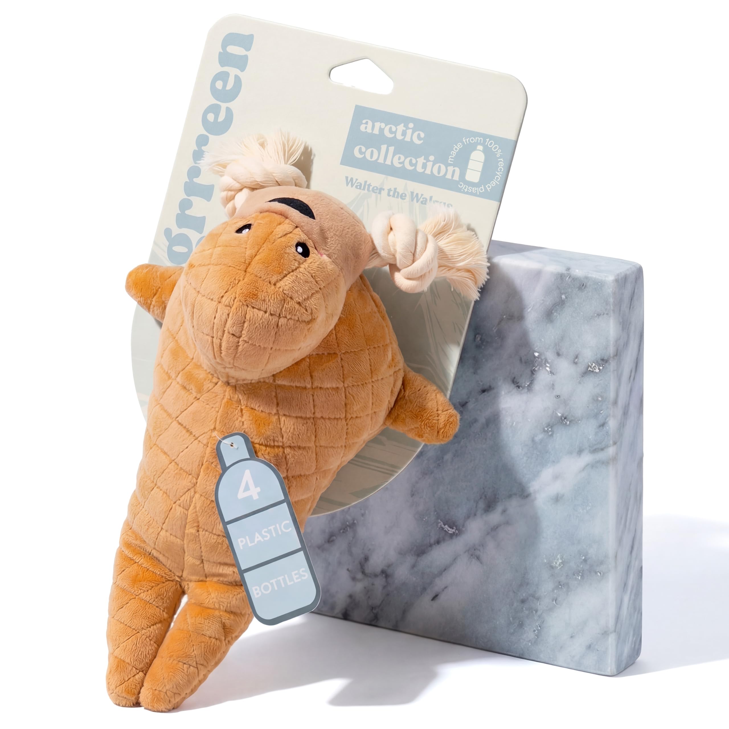 GRRREEN Dog Toys | Plush Toy Walrus Stuffed Animal for Dogs | Jumbo Eco Friendly Toy - Easy to Clean and Made from Non Toxic Materials