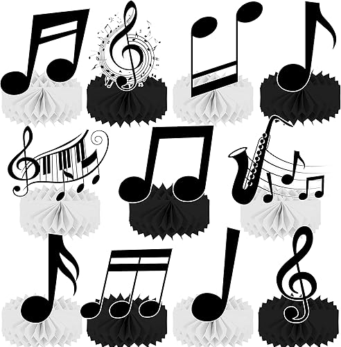 Notas musicales para decoración de mesa de fiesta, 11 piezas, centros de mesa de panal de abeja para notas musicales, temática de fiesta de