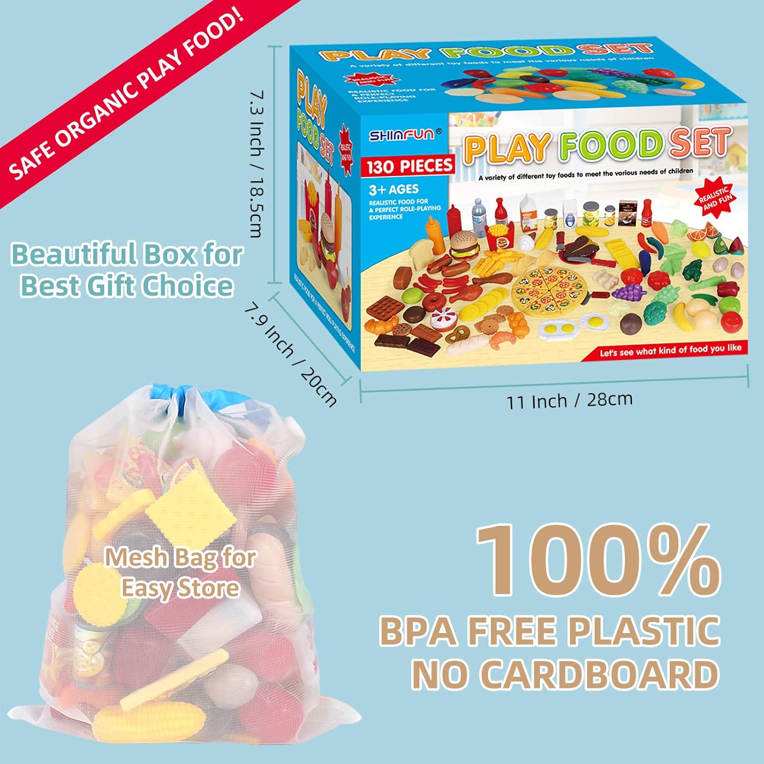 Buy Shimfun 130pc Play Food Set for Kids & Toddlers Kitchen Toy Playset