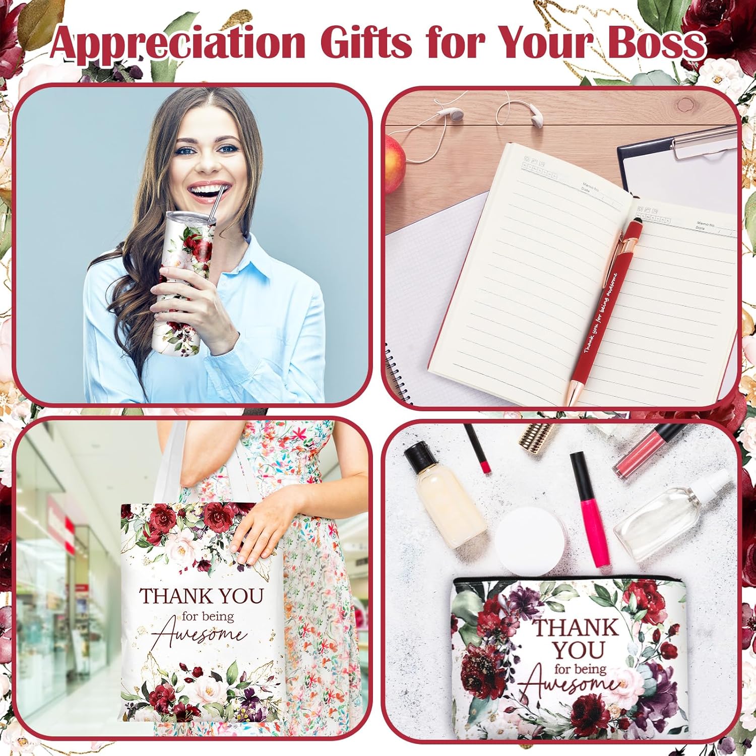 6 Pcs Valentines Day Gifts for Office Coworker Female Women Thank You May You Be Proud Ink Flower Gifts for Employee Staff Volunteer Administrative Professional Assistant(Vintage Style) - Image 7