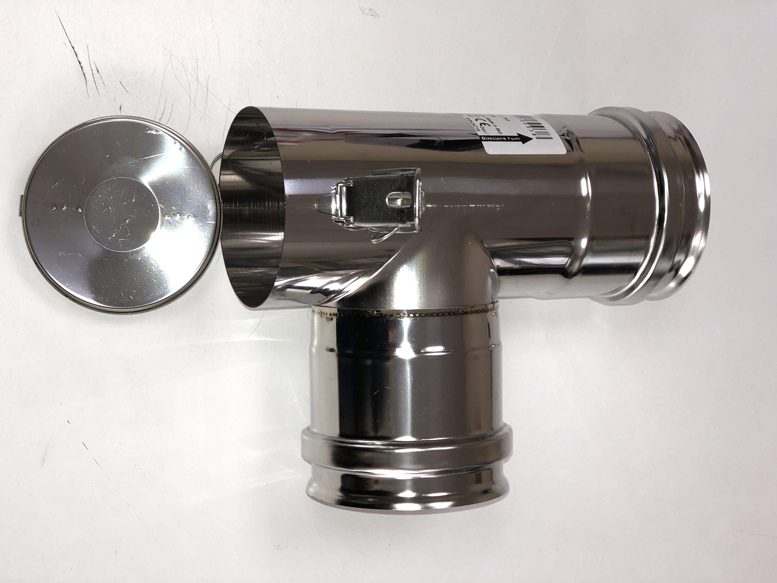 Raccordo A T Con Ispezione Bassa In Acciaio Inox DN100 Per Stufe A Pellet – Braga Codino