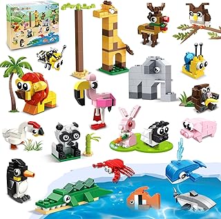 HOGOKIDS 20 Pack Party Favors for Kids - 664 PCS Animals Building Blocks Sets for Goodie Bags Stocking Stuffers Classroom Prizes Building Set, Christmas Birthday Return Gift for Boys Girls Ages 6-12+