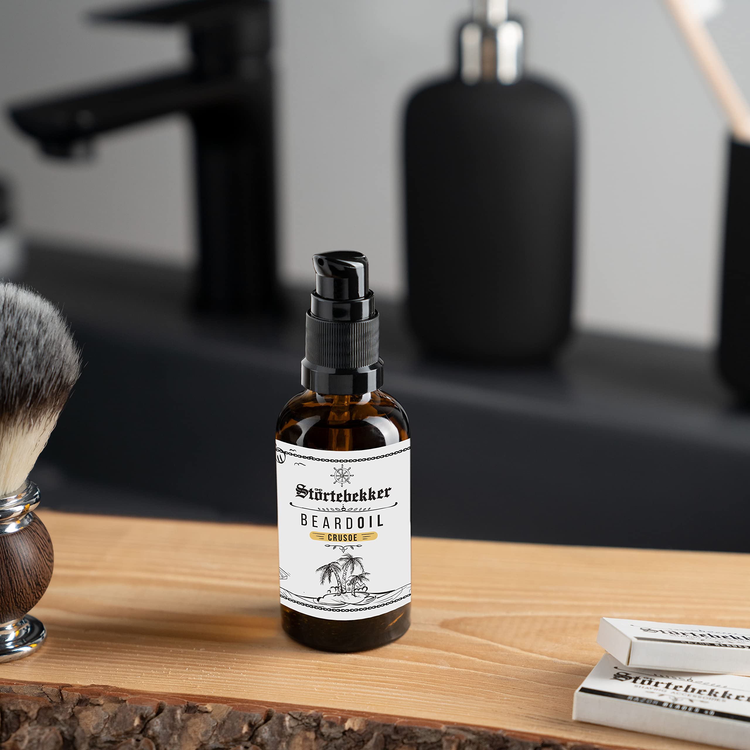 Störtebekker® Premium - Aceite para barba, cuidado diario para barba de 3 días hasta barba completa, 50 ml de aceite vegano, con agradable aroma, ingredientes naturales, Made in GER (Crusoe)