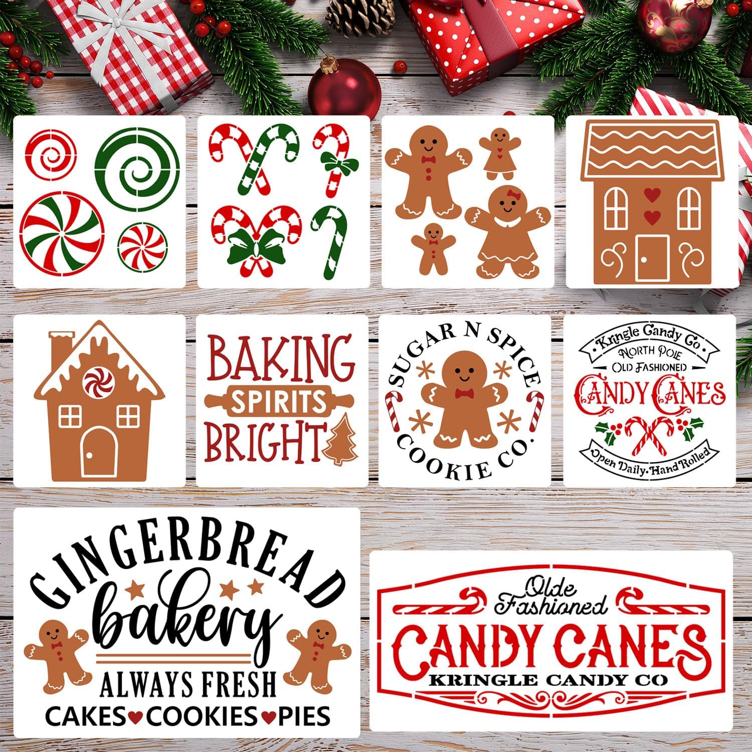 Christmas Stencils Painting on Wood Gingerbread Candy Cane