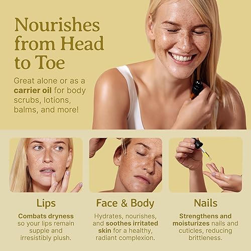 Miniatura 4 de Bella Terra Oils Aceite de jojoba dorada 1 galón, no comedogénico con vitamina E y ácidos grasos naturales para cabello y piel