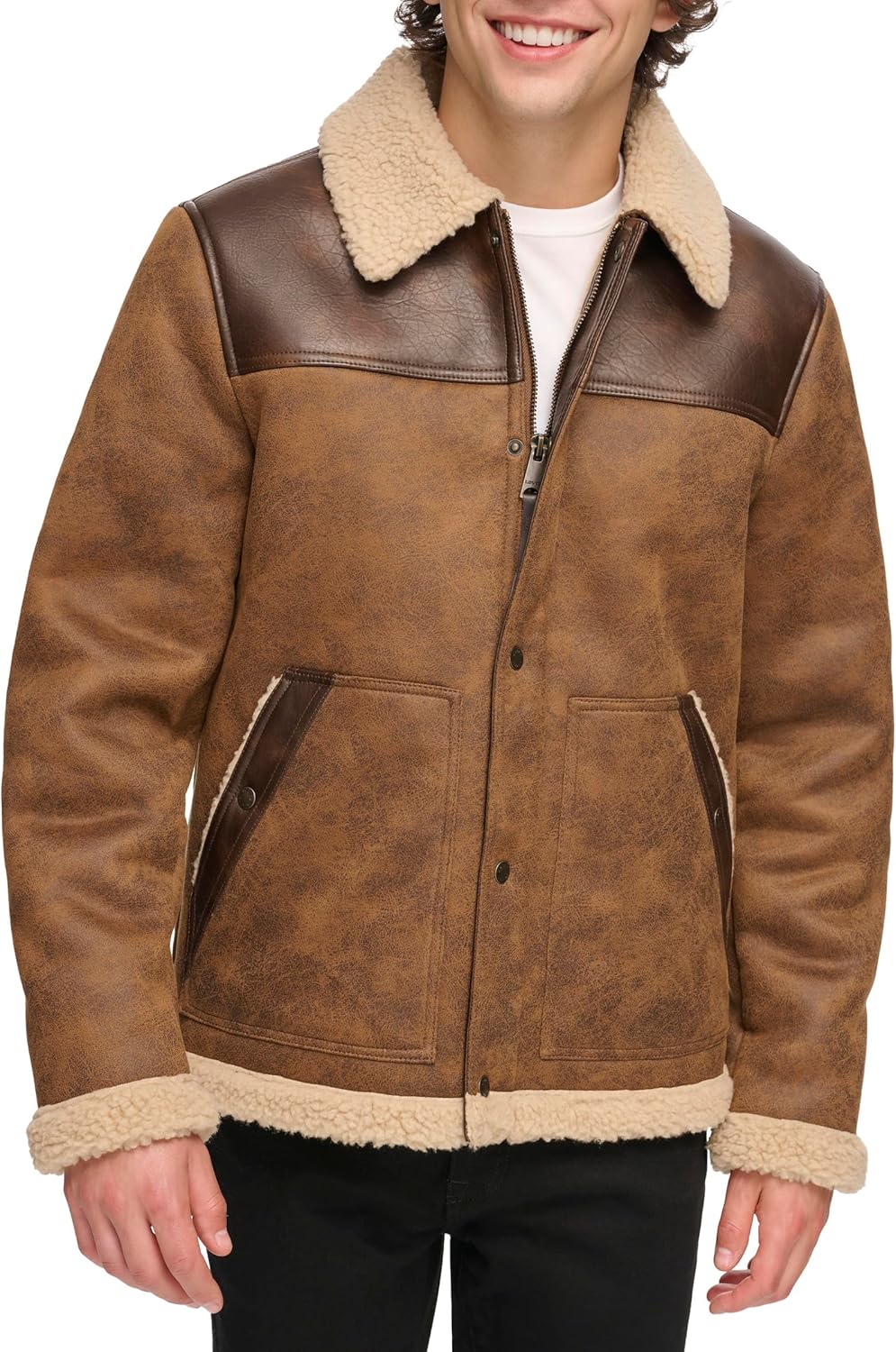 Levi's Men's Mixed Media Faux Shearling Jacket