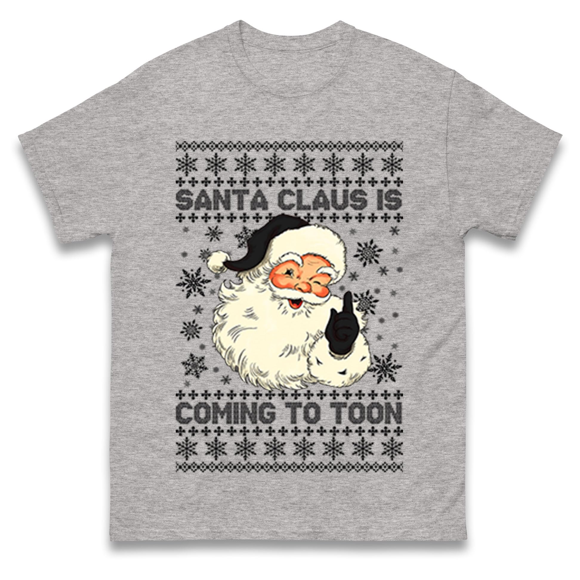 Newcastle Santa Claus is Coming to Toon Christmas T-Shirt, Funny Geordie Xmas Tee, Newcastle United Football Gift Top Heather Grey