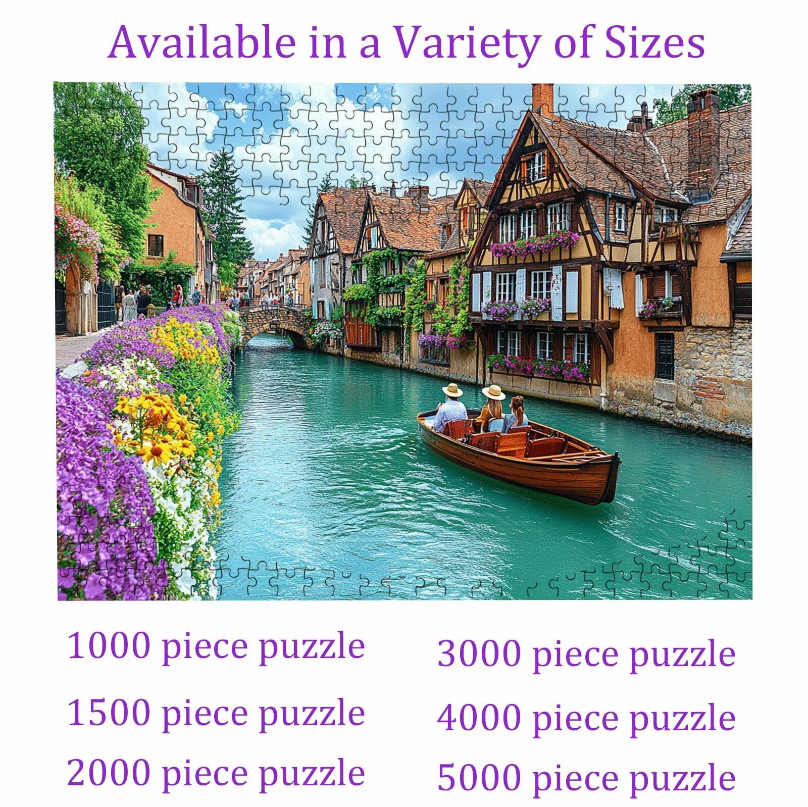 Puzzle 2000 sztuk Wenecja Statek (2), Puzzle 2000 Pièces Challenge Impossible, Puzzle 99,5 x 70,5 cm Duży rozmiar dla dorosłych, rodzinne gry edukacyjne, klasyczne łamigłówki, wystrój domu W3H-324