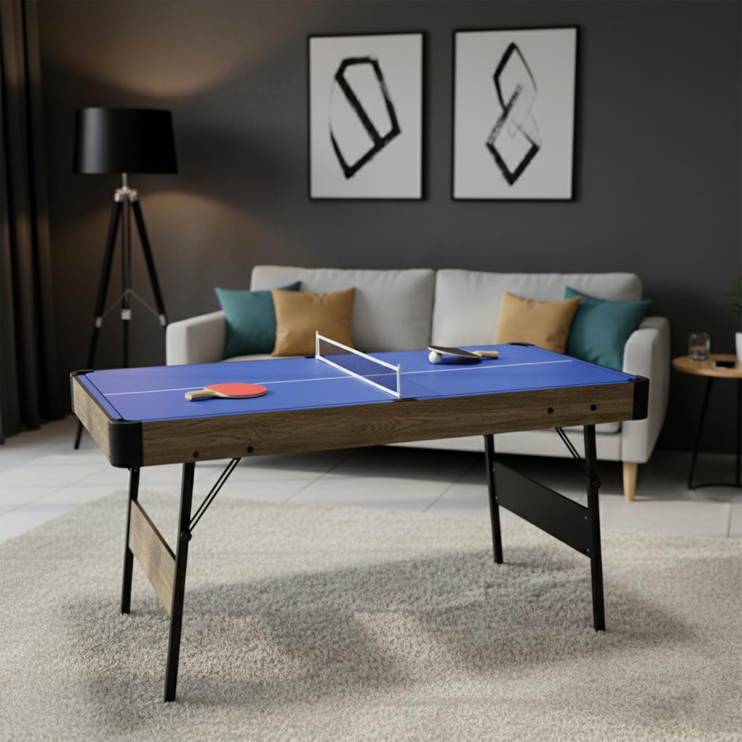 Cougar 3 en 1 Table Multi-Jeux Pliable Aspect Bois & Noir