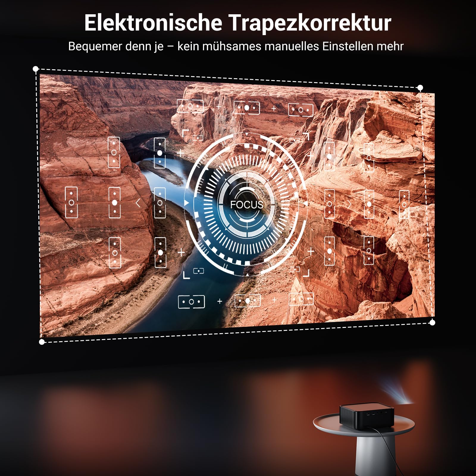 HAPPRUN H11 Beamer 4K kompatibel mit Netflix-App, Autofokus, Dolby Audio, WiFi 6, Bluetooth - Outdoor Projektor