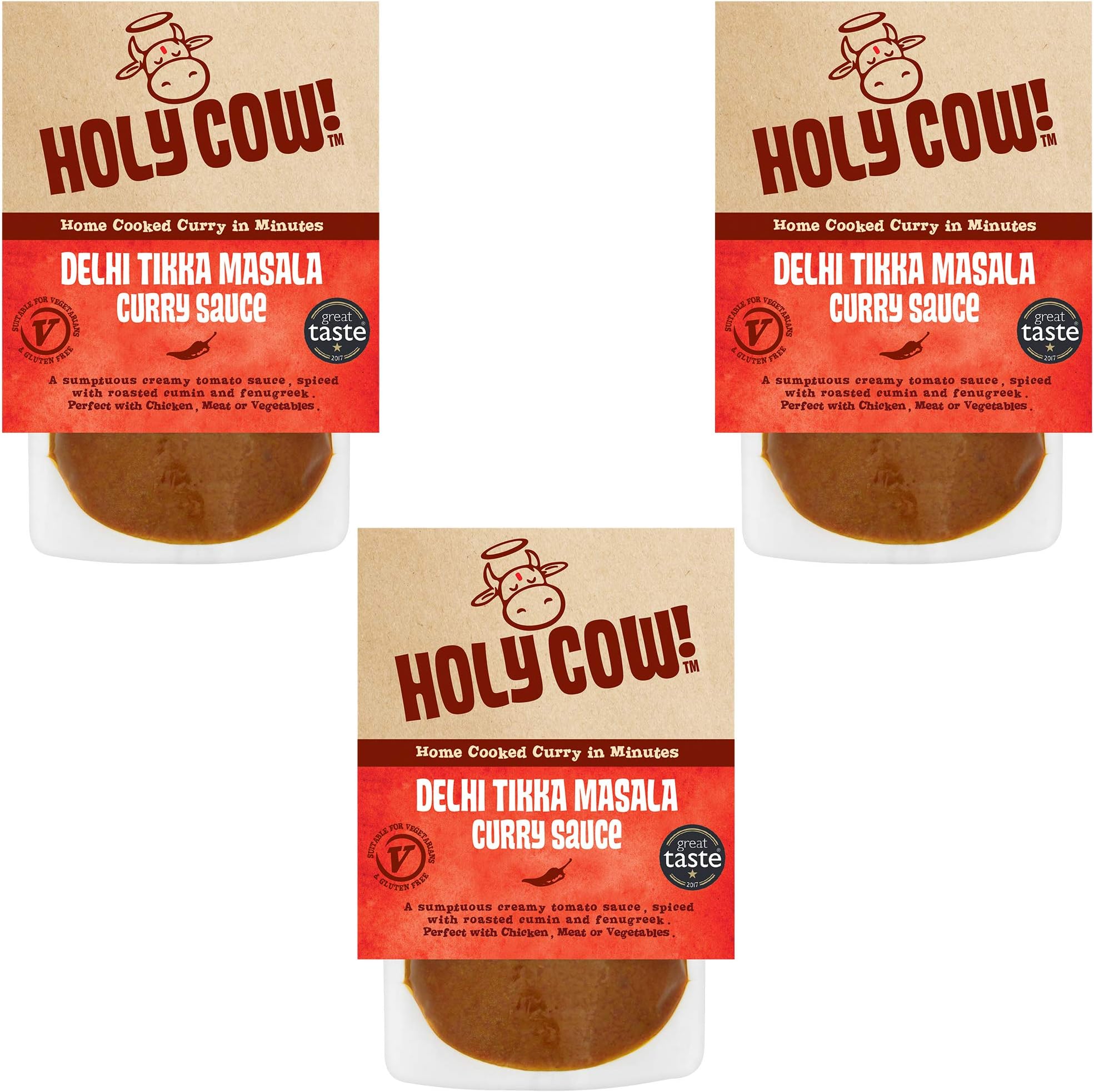Holy Cow Curry Sauces 250g (Pack of 3) (Delhi Tikka Masala Curry Sauce 250g (Pack of 3)