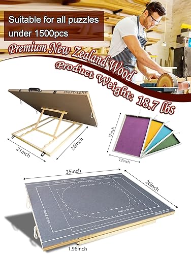 Miniatura 4 de ENGRTALENT - Tablero de rompecabezas de 1500 piezas, mesa de rompecabezas inclinable para adultos, tablero de rompecabezas portátil de 35 x 26