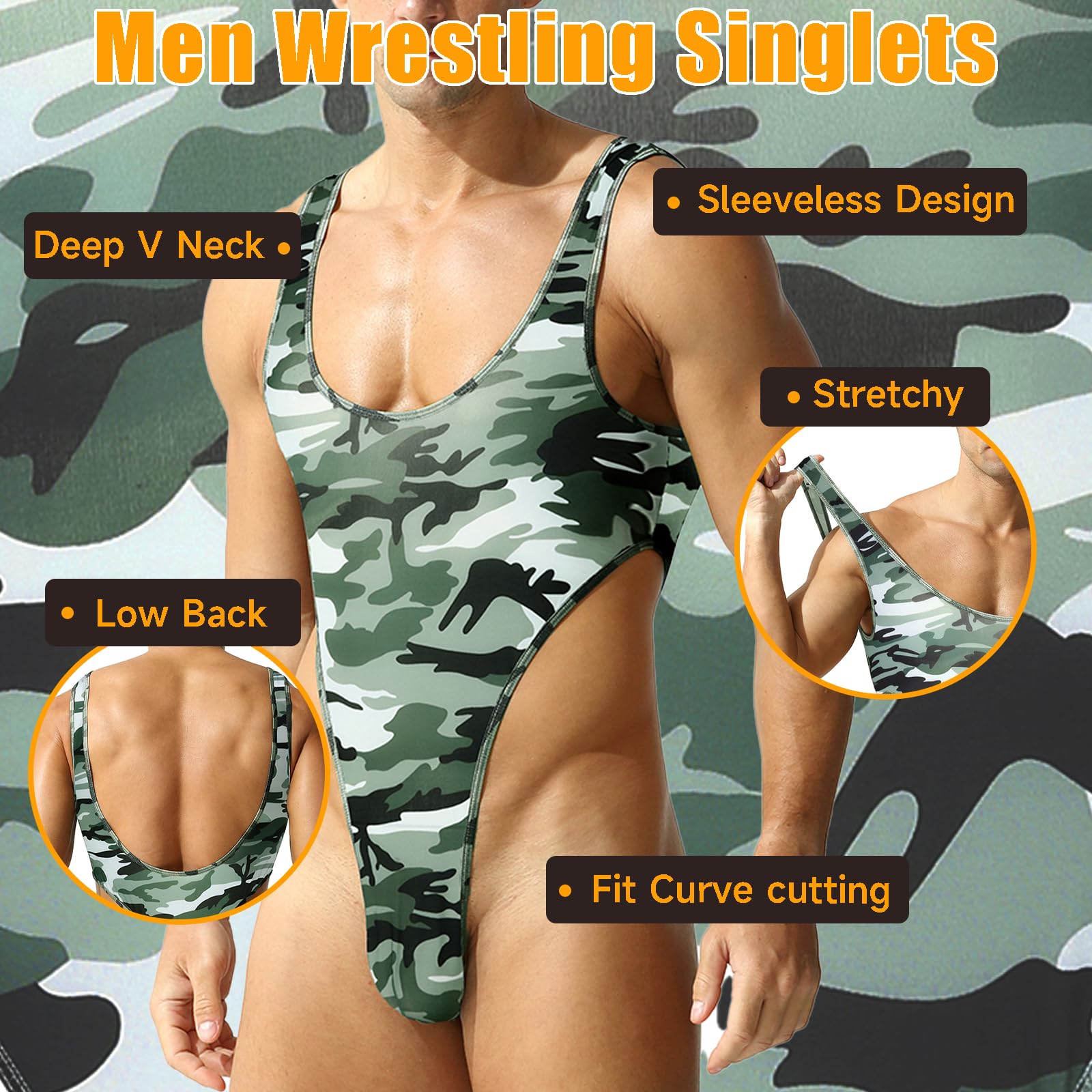 DTODWW Men Wrestling Singlets Sport Bodysuit Powerlifting Singlet Sleeveless Leotard Jumpsuits