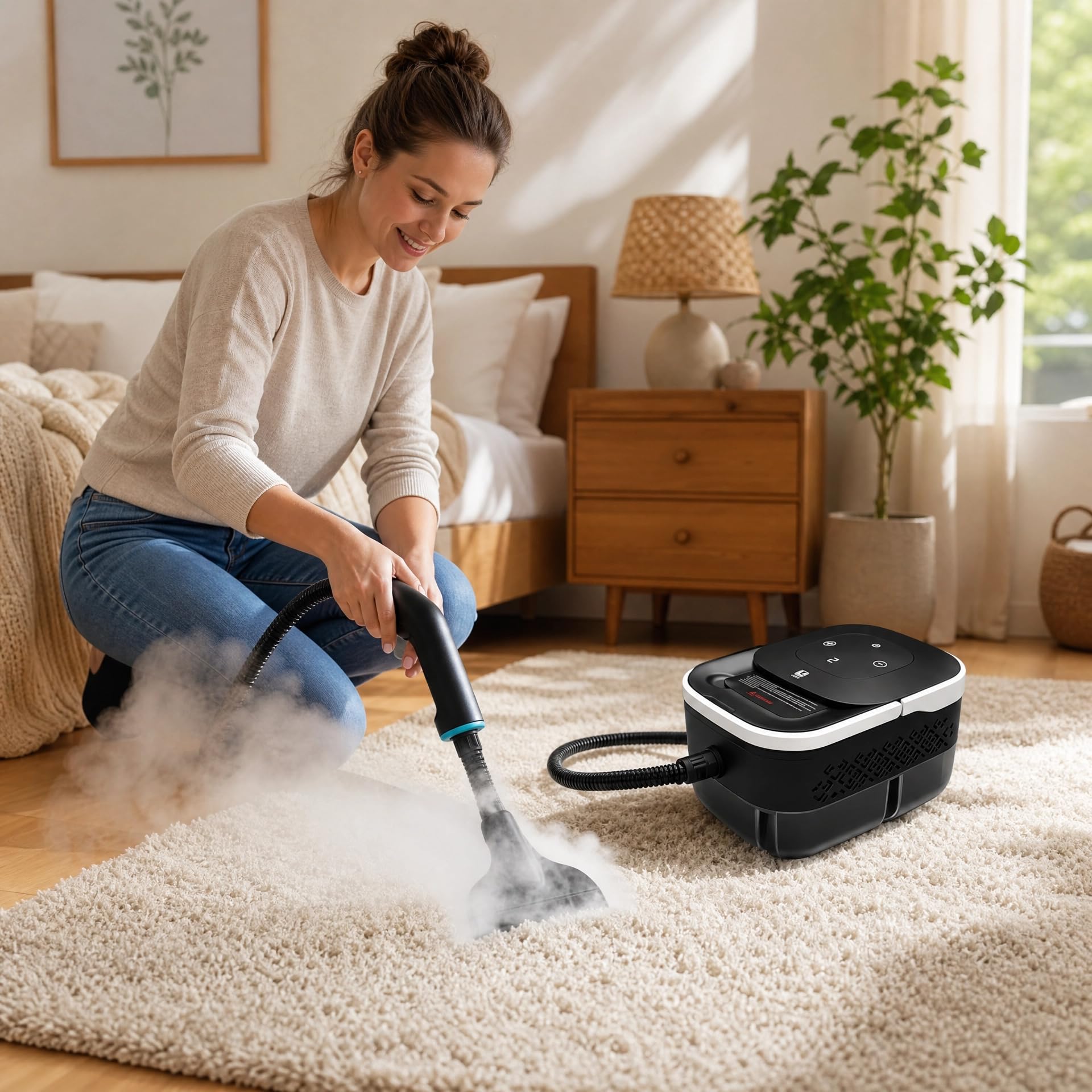 Limpiador a Vapor Portátil con 18 Accesorios, Depósito de 1,8 L, Calentamiento Rápido 15 s, Vapor 130 °C y 4 Bares, Limpiador Multifunción para Suelos, Cocina, Baño, Tapicerías y Ventanas
