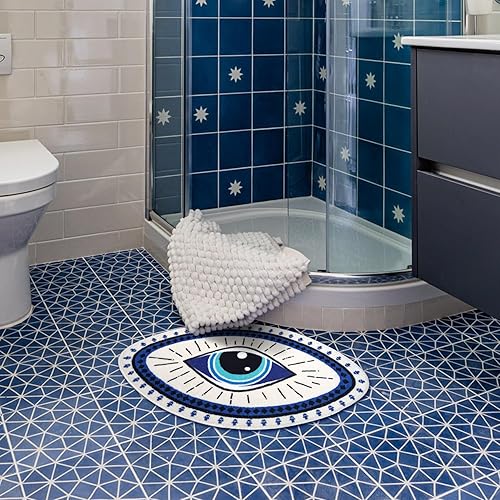 Miniatura 2 de Alfombra de baño de ojo malvado, suave, absorbente, antideslizante, alfombra de baño para niños, alfombra de microfibra copetuda para ducha, tapete