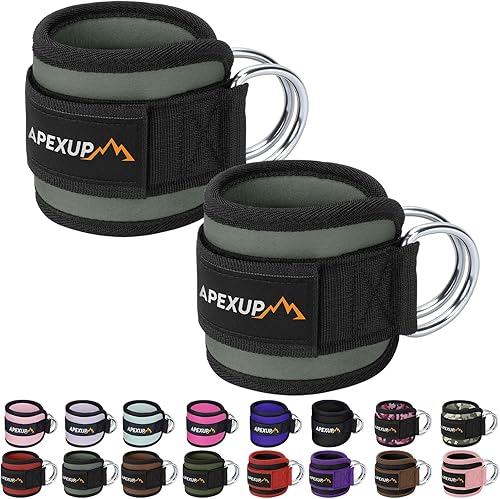 Miniatura 23 de APEXUP Correa de tobillo para máquina de cable, bandas de resistencia de tobillo, correas de tobillo de patada hacia atrás con cable para gimnasio