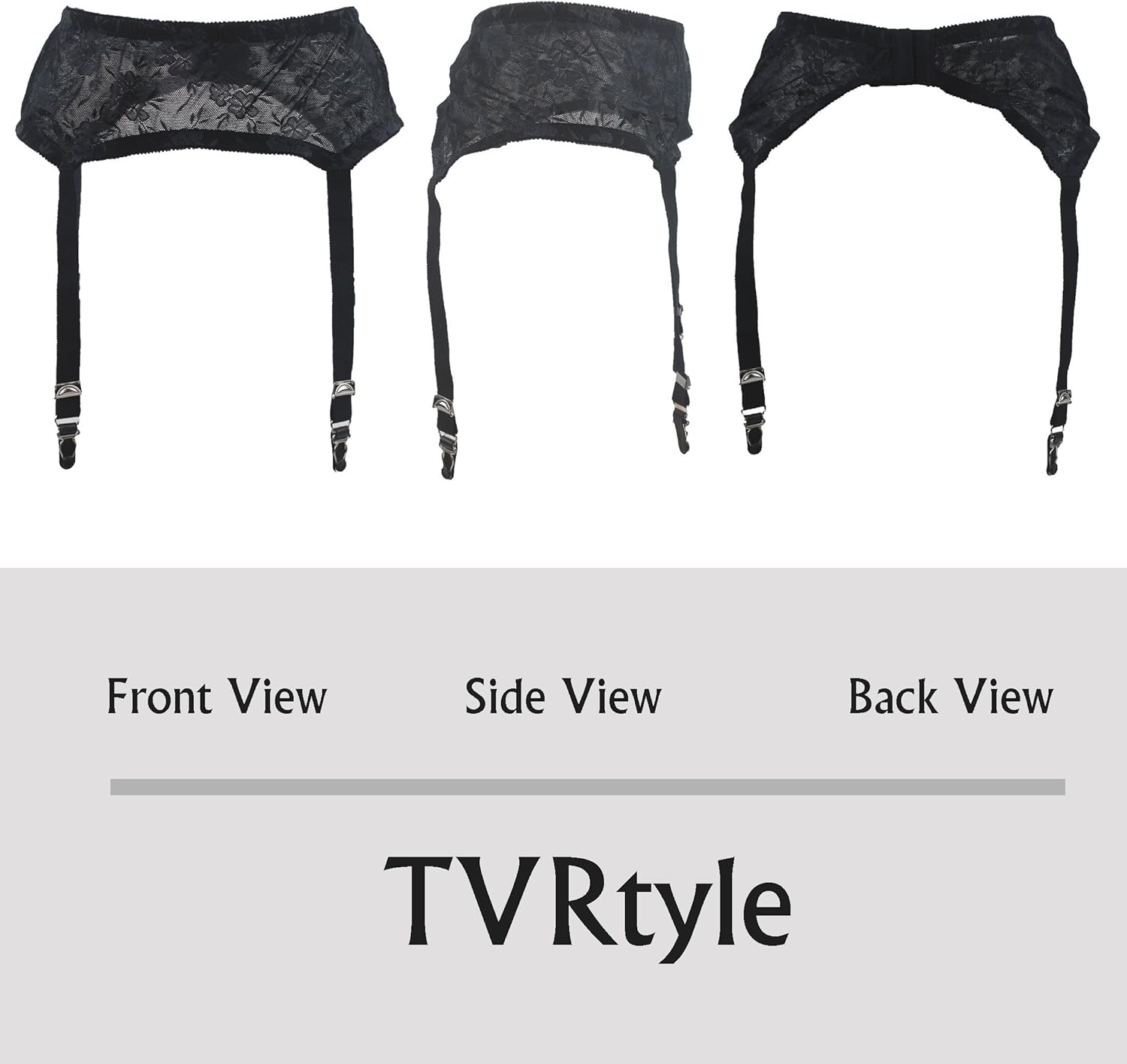 TVRtyle Women's Mysterious Sexy Black 4 Vintage Metal Clips Garter Belts for Stockings - Image 3
