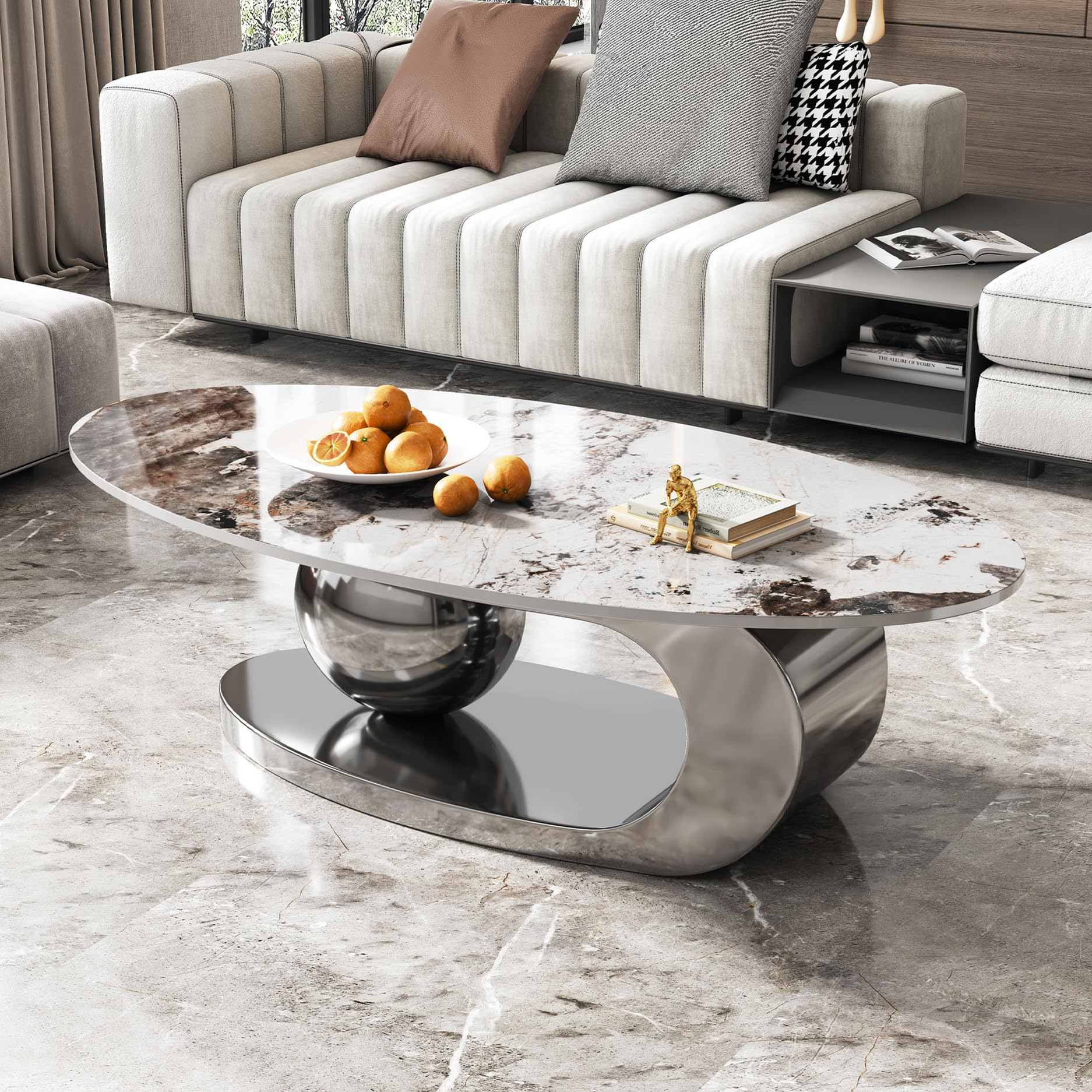 Amazon.com: SSLine Modern Oval Coffee Table Luxury Sintered Stone