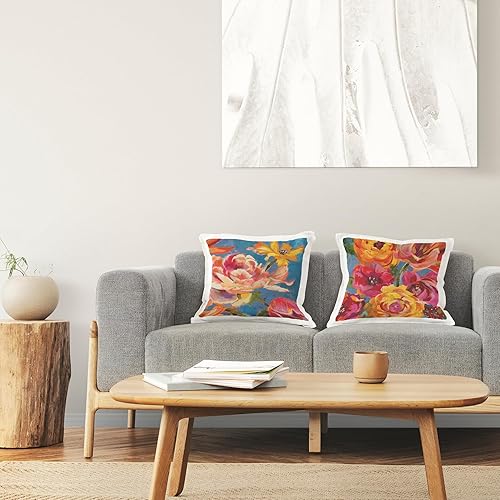 Miniatura 2 de Stupell Industries Vivid Roses & Peonies Design by Liz Jardine - Juego de 2 almohadas (18 x 18 pulgadas), multicolor