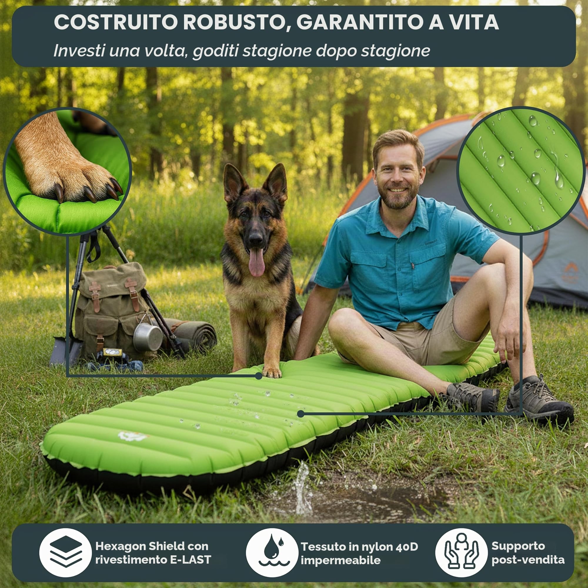 Gear Doctors ApolloAir - Materassino ultraleggero da campeggio, 481,9 g, grande, caldo, 5,2 R-Valore 4 stagioni, perfetto per escursioni, escursioni, materassino leggero gonfiabile e compatto