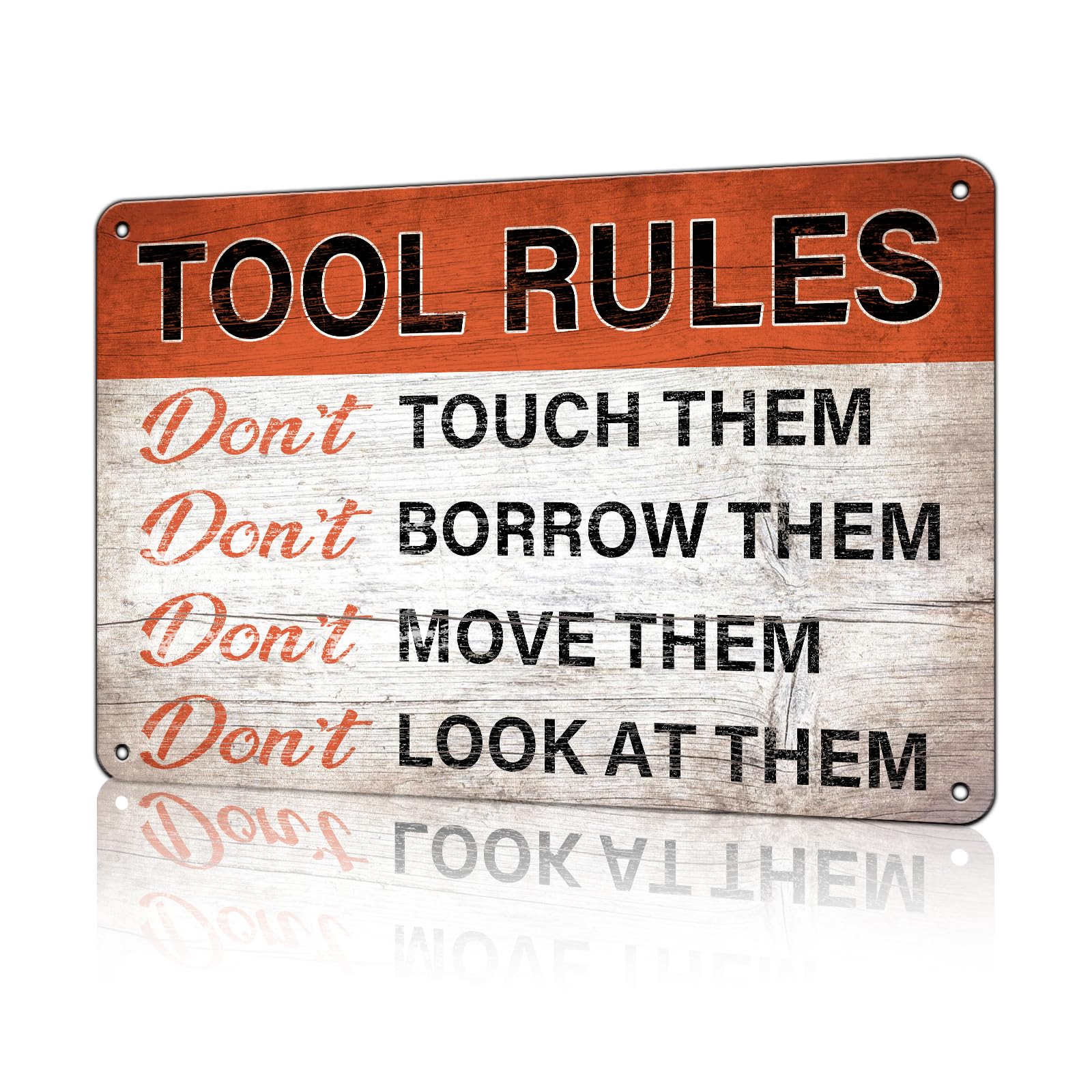 Anceky Aluminum Metal Signs Tool Rules Metal Tin Sign for Home Kitchen Retro Decor Yard Garden Outdoor 12×16 Inches