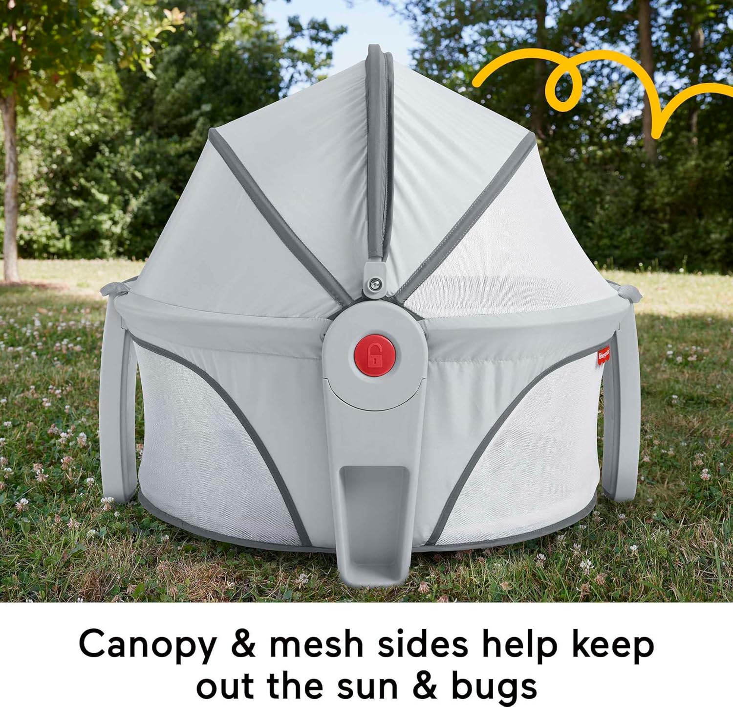 Fisher-Price Baby Portable Bassinet and Play Space On-the-Go Baby Dome with Developmental Toys and Canopy, Windmill