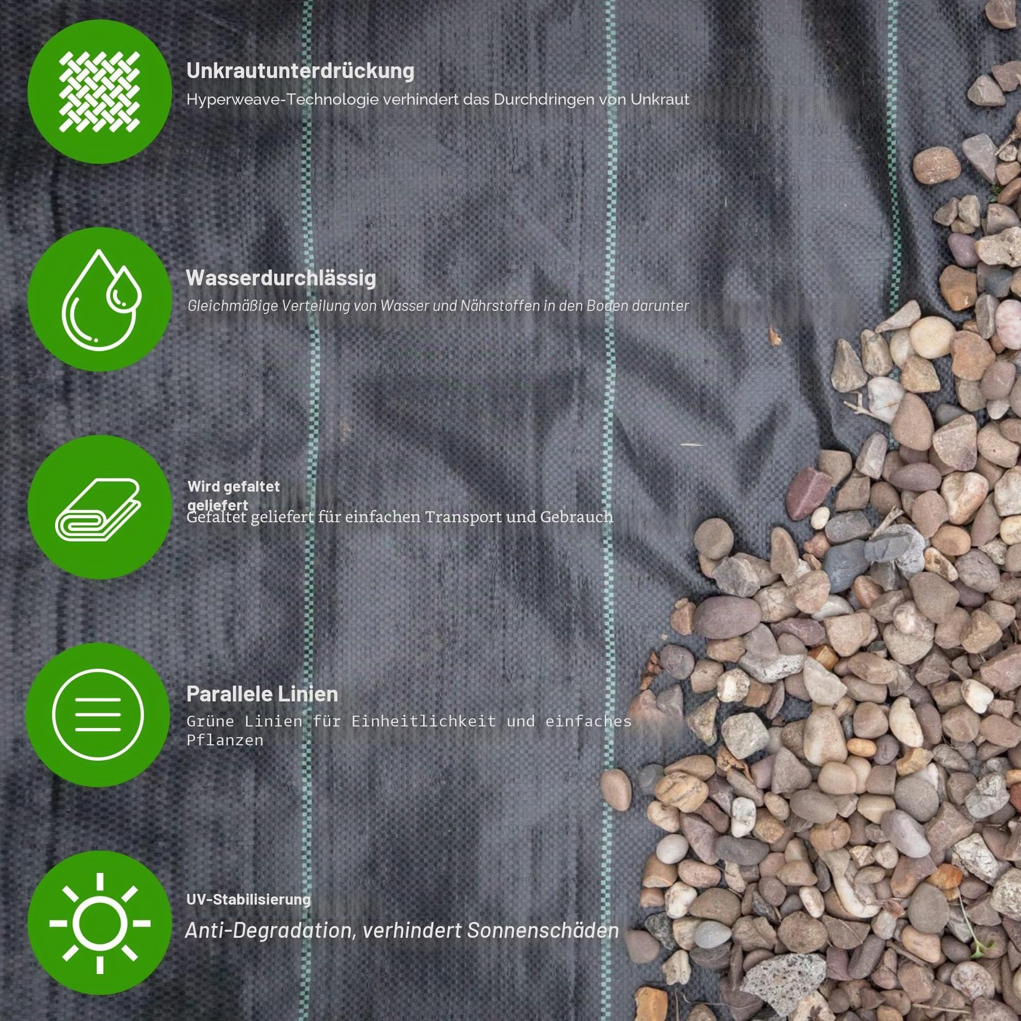 GroundMaster Unkrautvlies Extra Stark (4 m Breit x 10 m Lang) - 100g/m² Unkrautvlies Wasserdurchlässig, Bodengewebe Unkrautflies für Garten, Hochbeet, Einfahrt usw., Anti Unkrautvlies Pflanzfolie