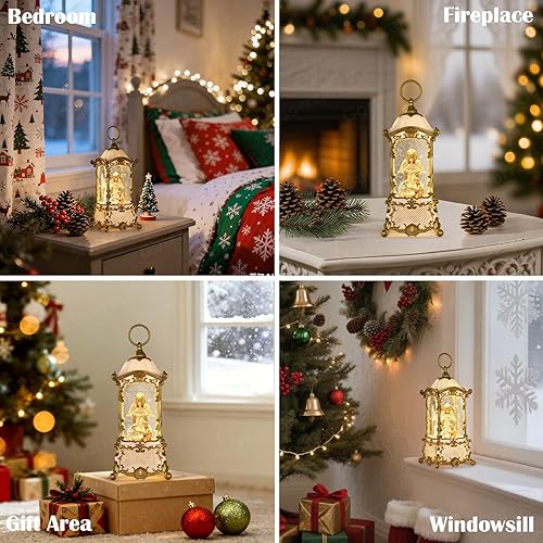 Miniatura 5 de Nativity - Linterna de globo de nieve con forma de ángel de Navidad, decoración de Navidad iluminada para interiores para el hogar con temporizador