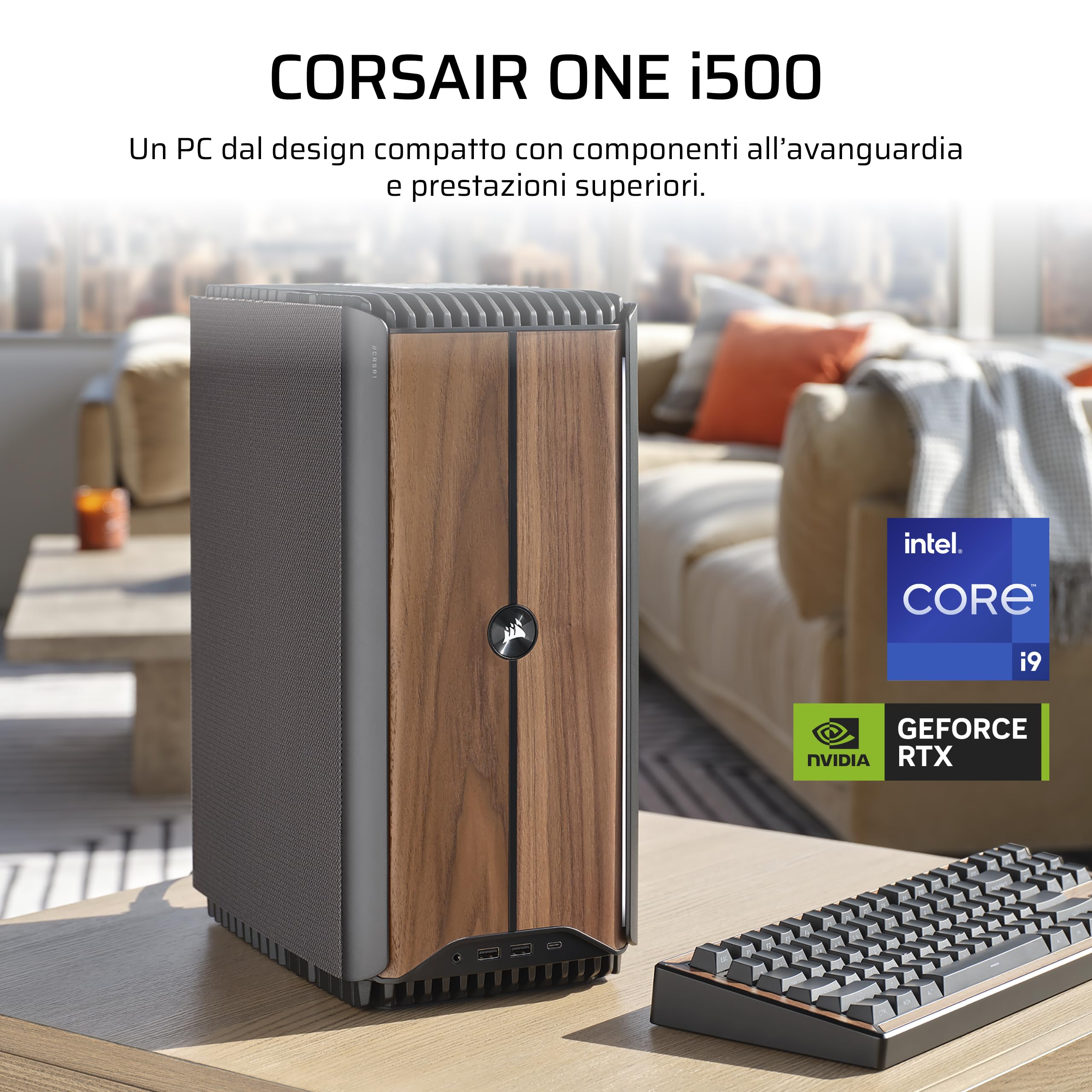 CORSAIR ONE i500 Gaming PC – CPU Intel® Core™ i9 14900K Raffreddata a Liquido – GPU NVIDIA® GeForce RTX™ 4080 SUPER Raffreddata a Liquido – 32 GB Memoria DDR5 VENGEANCE – 2 TB SSD M.2 – Legno Scuro