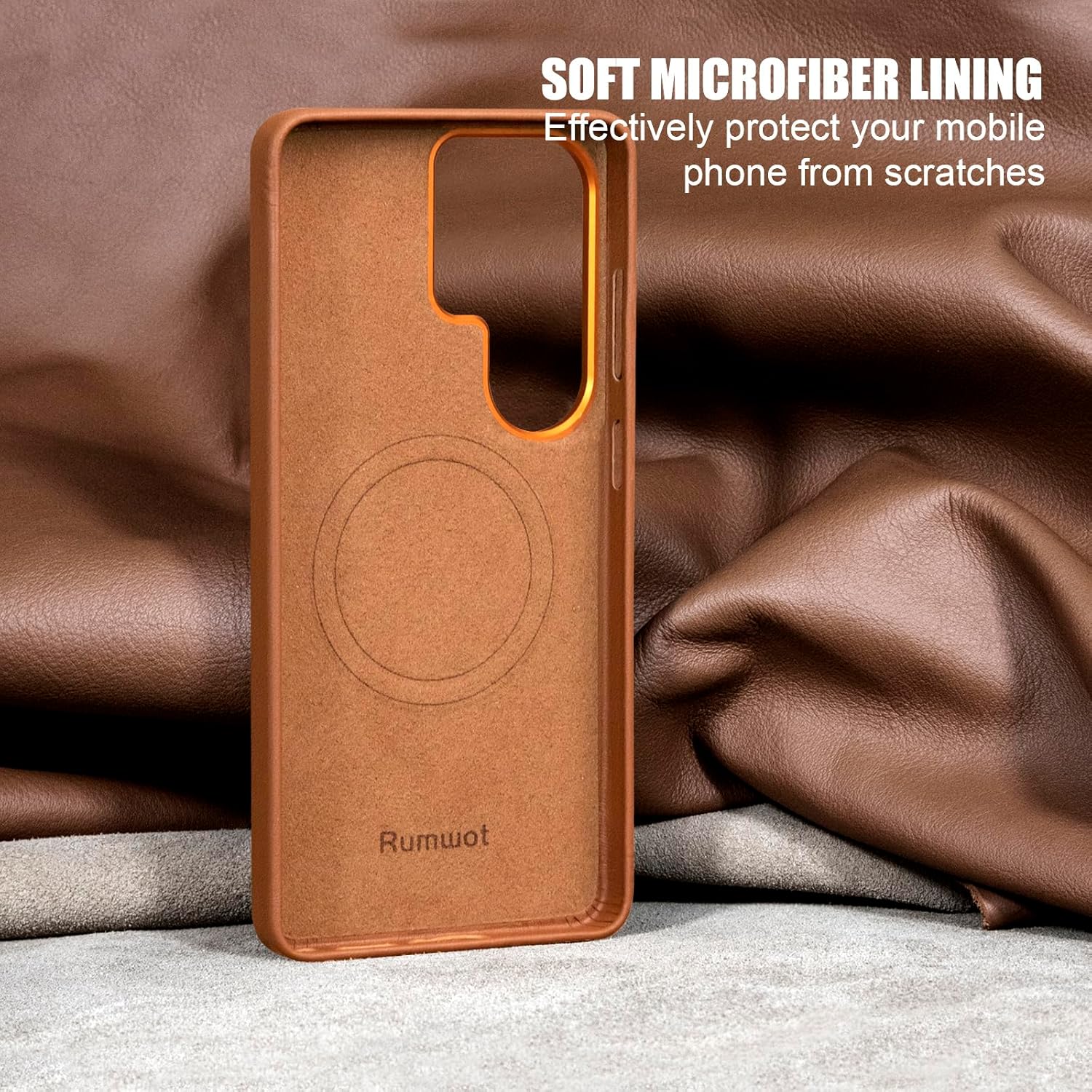 for Samsung Galaxy S26 Ultra Leather case Compatible with MagSafe for Professional Men Women Brown, Full Grain Leather, Wireless Charging, Metal Buttons Camera Bezel, Ultra-Thin fit