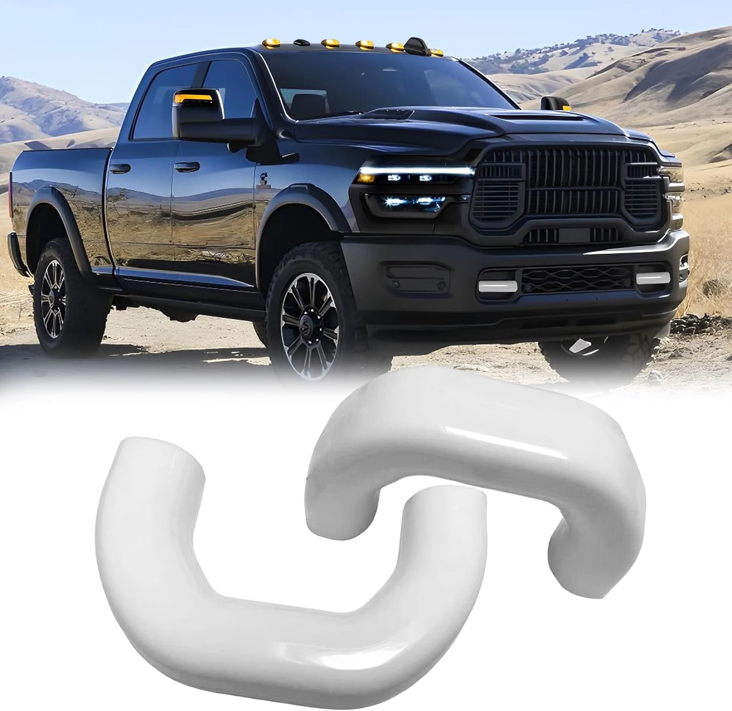 Tow Hook Covers Compatible with 2019 2020 2021 2022 2023 2024 2025 2026 Ram 2500/3500 Accessories - Tow Hitch Covers Fit for Ram Truck Accessories - Upgrade Design, Silicone Rubber (Red)