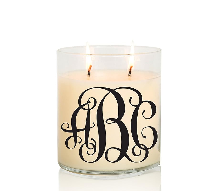 MONOGRAM CANDLE Font Vine Large Creme Brulee/Vanilla