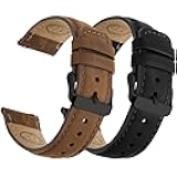 Fullmosa 18mm 20mm 22mm Leather Watch Bands Quick Release Watch Strap for Men Women, 2 Pack Soft Replacement Strap Wristband with Stainless Steel Buckle