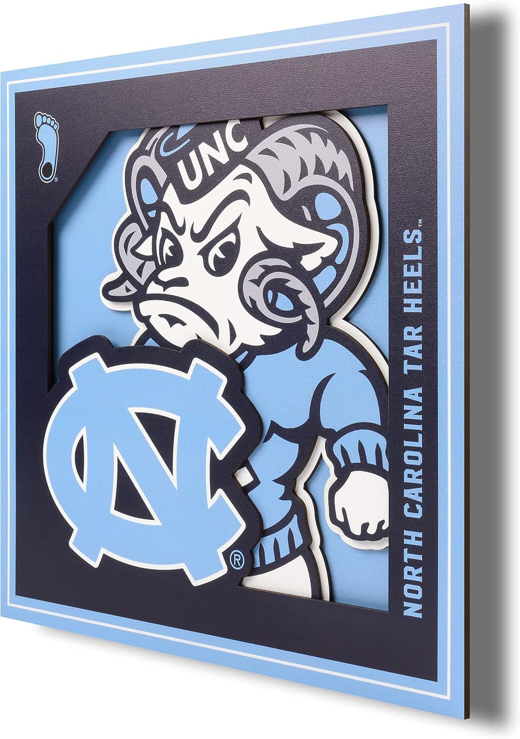 YouTheFan NCAA North Carolina Tar Heels 3D Logo Series Wall Art - 12x12