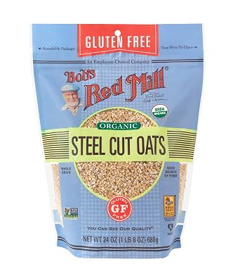 Bob's Red Mill Gluten Free Organic Steel Cut Oats, 24oz (Pack of 4) - Gluten Free, Organic, Non GMO, Whole Grain, Vegan, Kosher