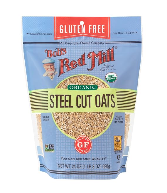 Bob's Red Mill Gluten Free Organic Steel Cut Oats, 24oz (Pack of 4) - Gluten Free, Organic, Non GMO, Whole Grain, Vegan, Kosher