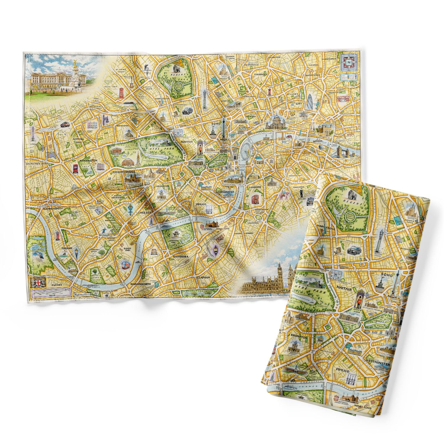 Paño de cocina de Londres Xplorer Maps, paño decorativo de algodón 45,7 x 61 cm