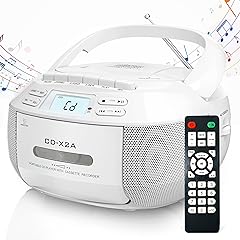 Greadio CD Player Boombox Cassette Player Combo with Bluetooth,AM/FM Radio,Stereo Sound with Remote Control,AUX/USB Drive,Tape Recording,AC/DC Powered,Headphone Jack,LCD Display for Home,Kids,Gift