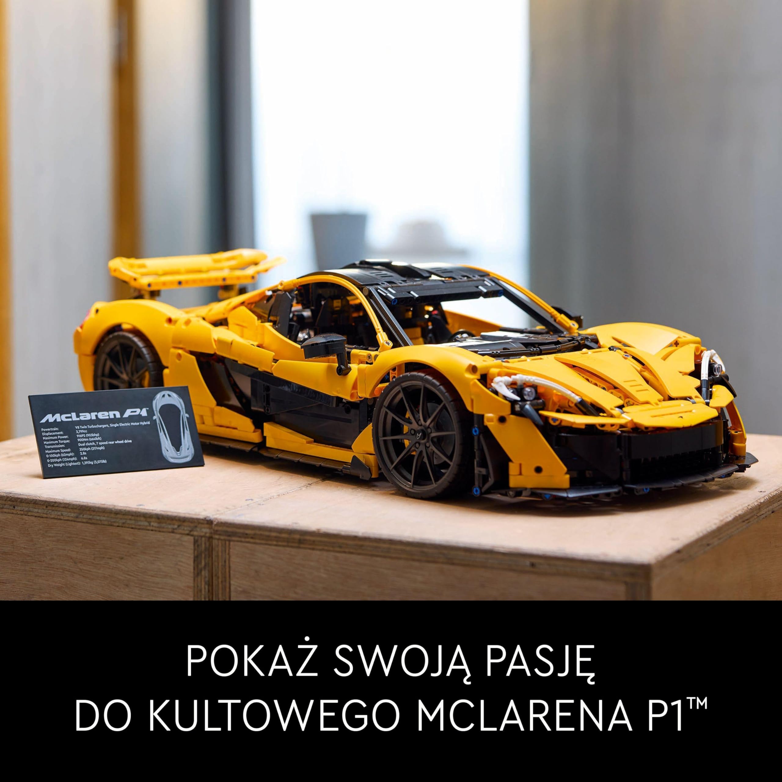 LEGO Technic McLaren P1 42172 | Model samochodu, klocki konstrukcyjne Technic dla dorosłych, prezent dla fana motoryzacji, silnik tłokowy V8, 3893 elementy