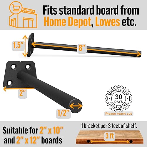 Miniatura 3 de EVALD El soporte de estante flotante mejorado  Hardware de estante flotante resistente  4 soportes flotantes de  pulgada de diámetro, 8 tornillos de